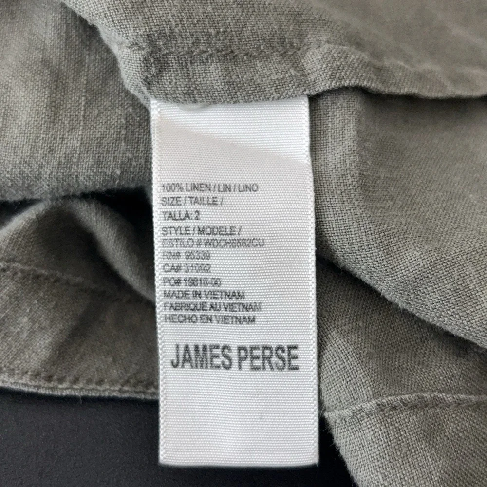 JAMES PERSE Shirt Dress Womens Size‎ 2 Brown Linen Button Front Tie Waist